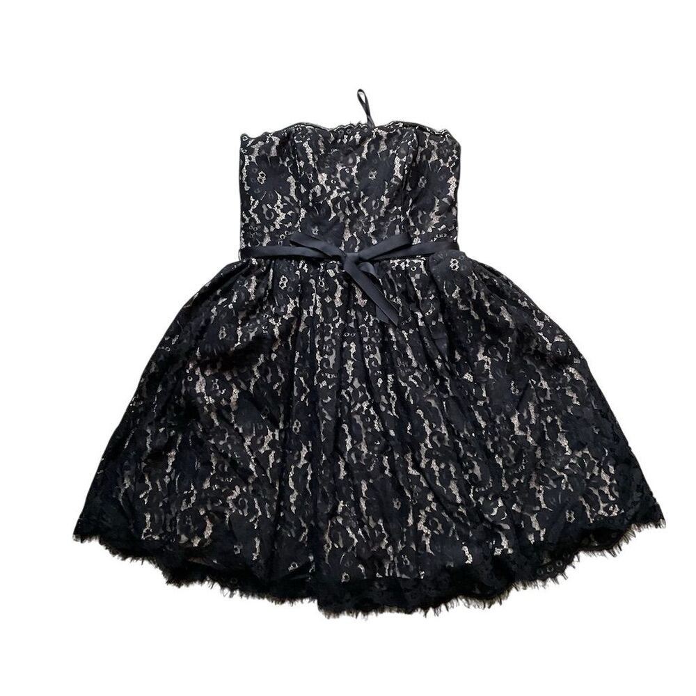 Robert Rodriguez for Niemen Black Lace Strapless Fit & Flare Party Dress Size 6